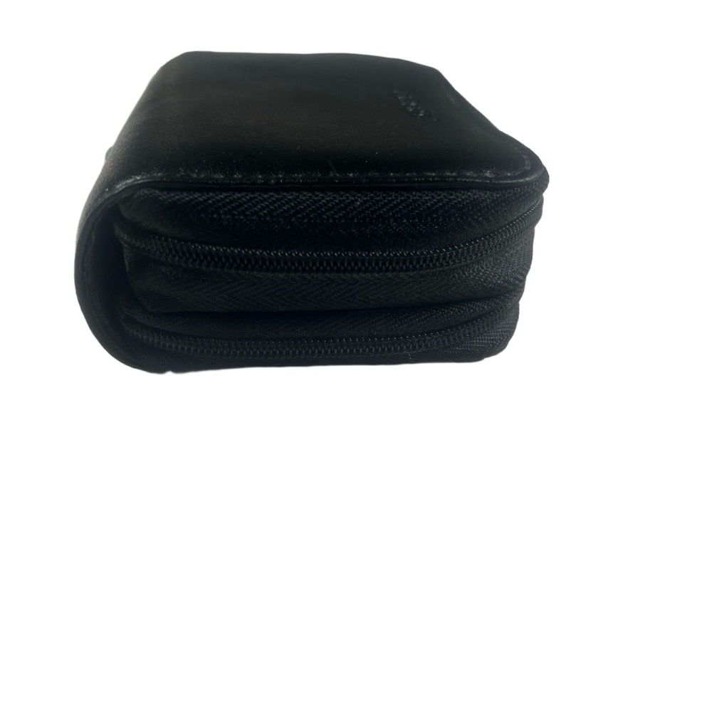 Buxton Wallet Ziparound Black Classic Genuine Leather w/Accordion Organizer - Picture 4 of 8